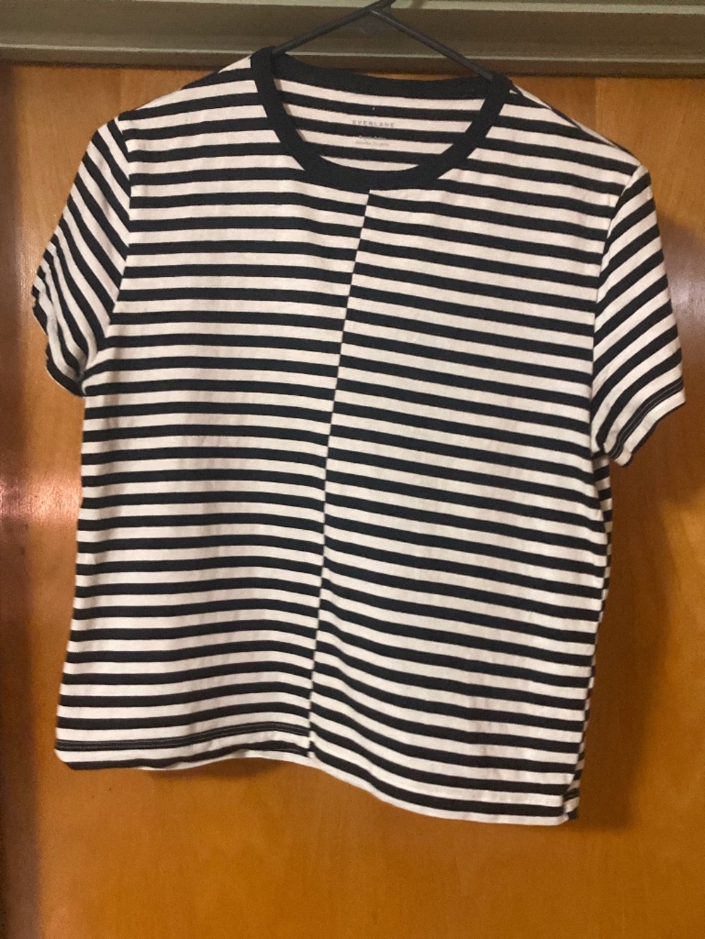 Everlane Organic Cotton Black and White Striped Short Sleeve Tee T Shirt Small